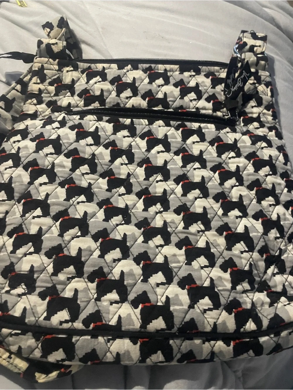 Vera Bradley Quilted Crossbody Bag - Black & White Houndstooth Pattern scottydog